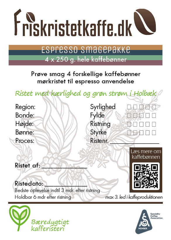 Friskristetkaffe Smage-pakke Espresso 4 * 250g